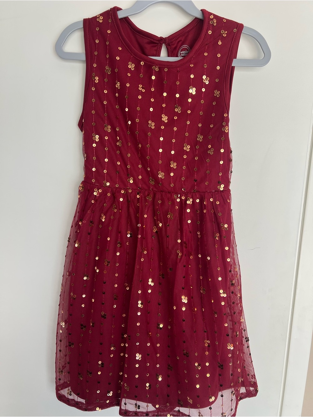 Girls Burgundy Sequin Party Dress